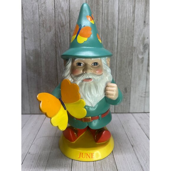 Vtg Willabee & Ward Seasonal Sensation June Garden Gnomes Statue 12" Tall - Picture 1 of 11